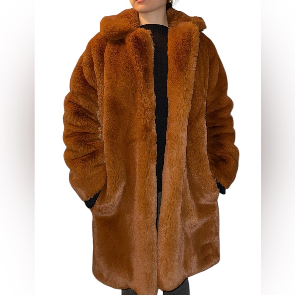 Karen Millen Faux Fur Coat, Camel Brown